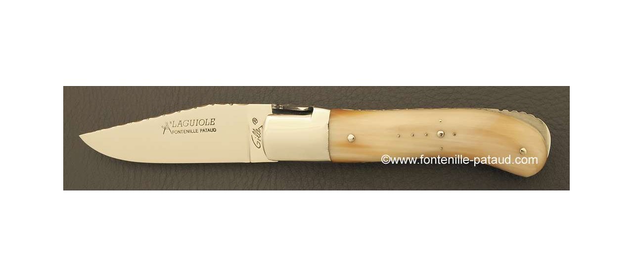 Laguiole Knife Gentleman Guilloche Range Horn tip