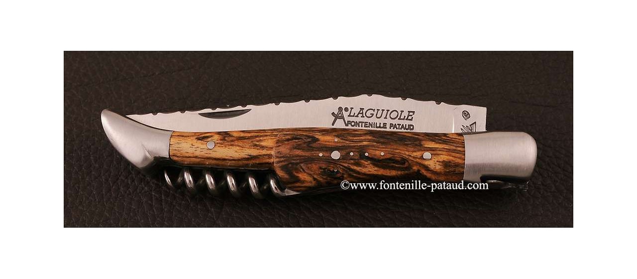 Couteau Laguiole Traditionnel 12 cm Guilloche avec Tire-Bouchon Bocote