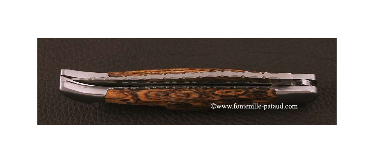 Couteau Laguiole Traditionnel 12 cm Guilloche avec Tire-Bouchon Bocote