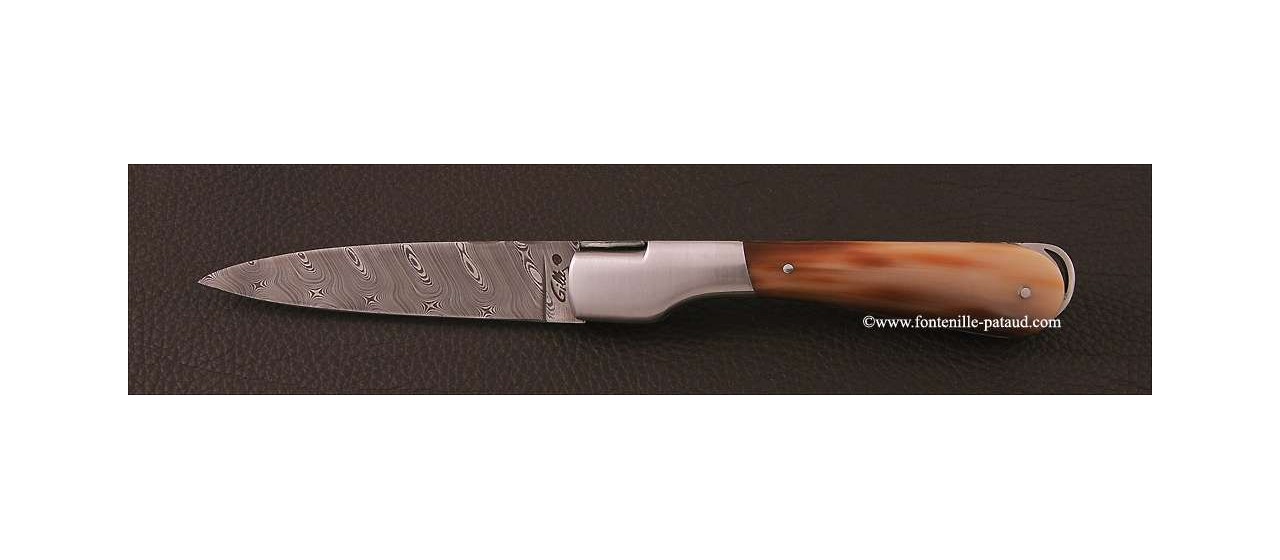 Corsican Sperone knife Damascus Range Real horn tip