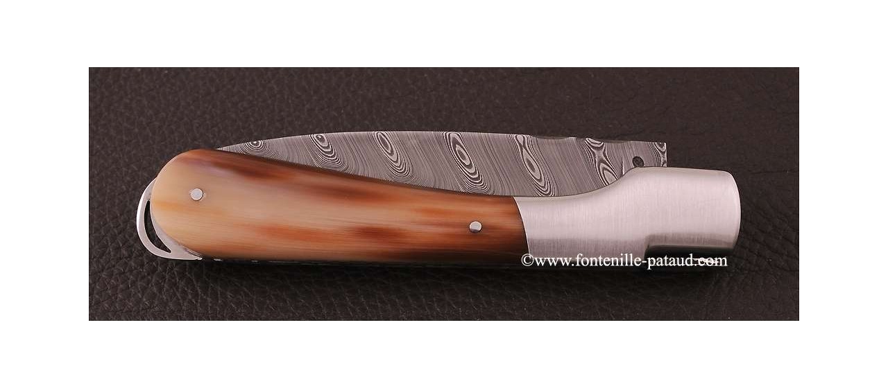 Corsican Sperone knife Damascus Range Real horn tip