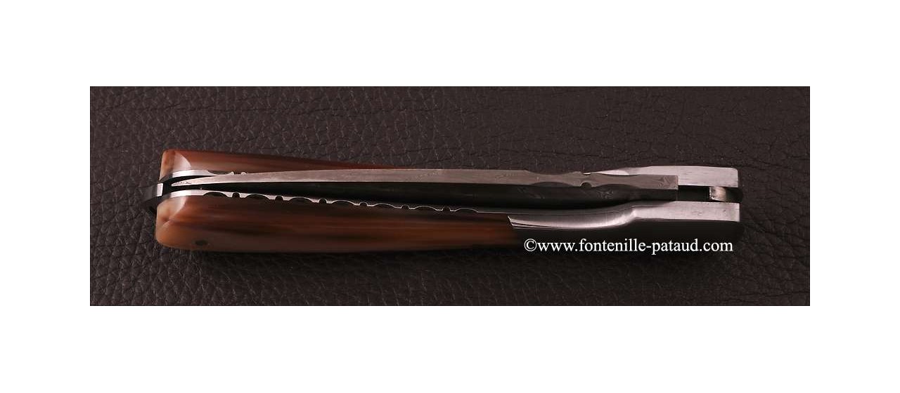 Corsican Sperone knife Damascus Range Real horn tip