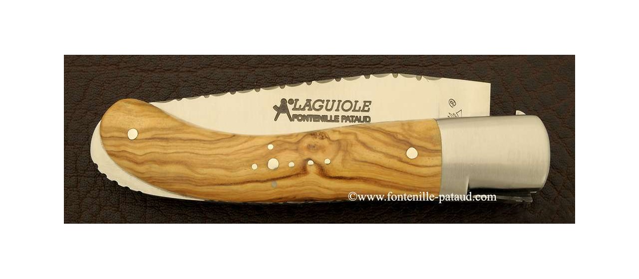 Laguiole Sport knife guilloché olivewood handle