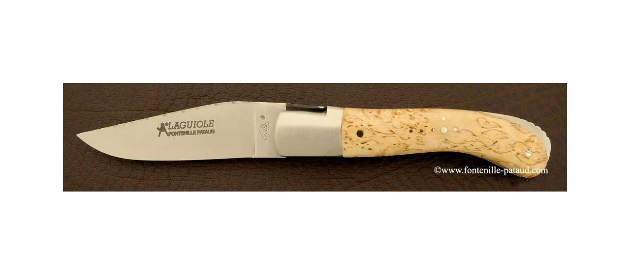 Laguiole Sport knife guilloché curly birch handle