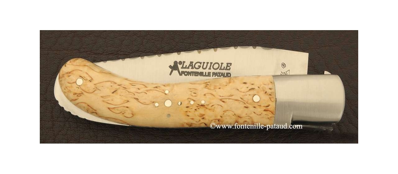 Laguiole Sport knife guilloché curly birch handle