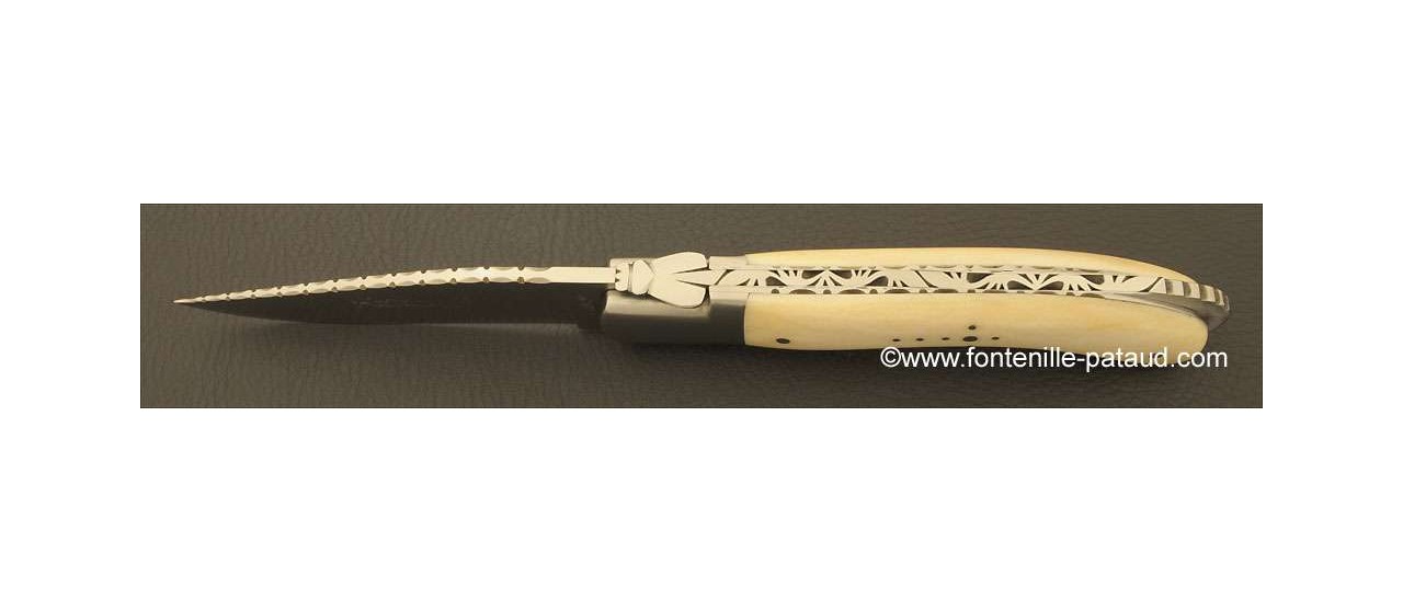 Laguiole Sport knife guilloché real bone