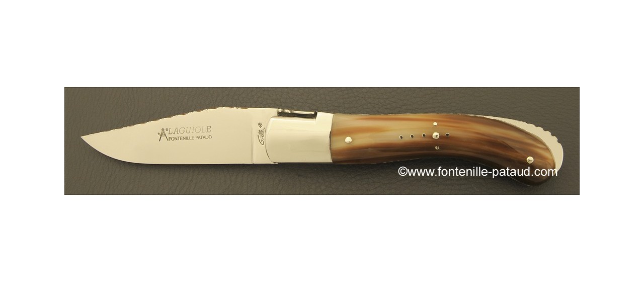 Laguiole Sport knife guilloché horn tip