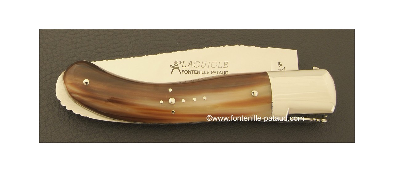 Laguiole Sport knife guilloché horn tip