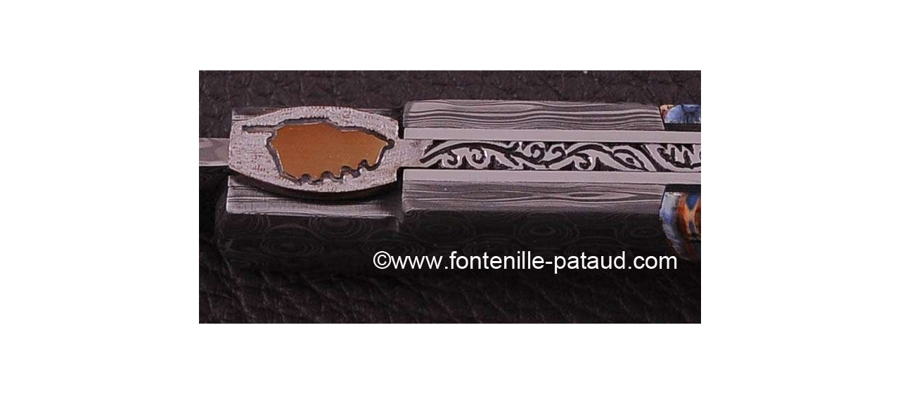 Couteau Sperone Corse Molaire de mammouth avec guillochage fin