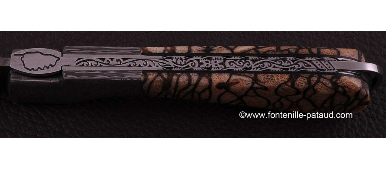 Corsican Sperone knife Collection Range Tiger Coral fossilized Delicate file work