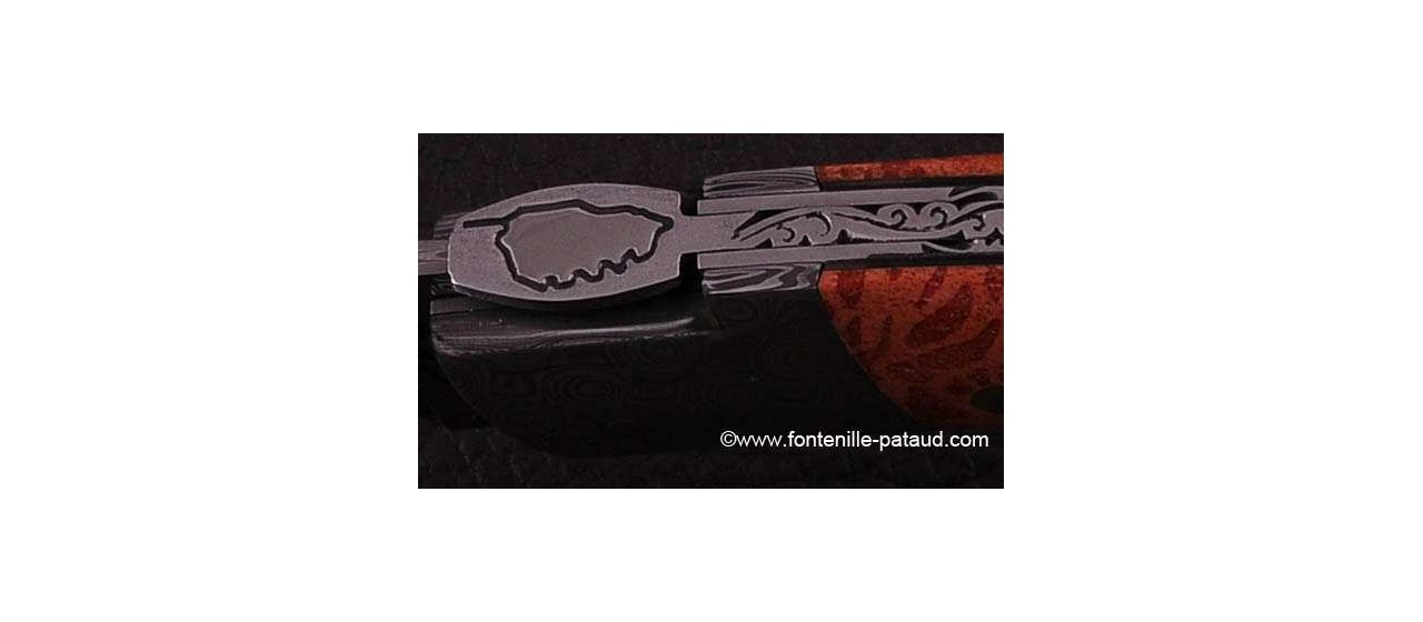 Corsican Rondinara knife damascus range red coral delicate filework