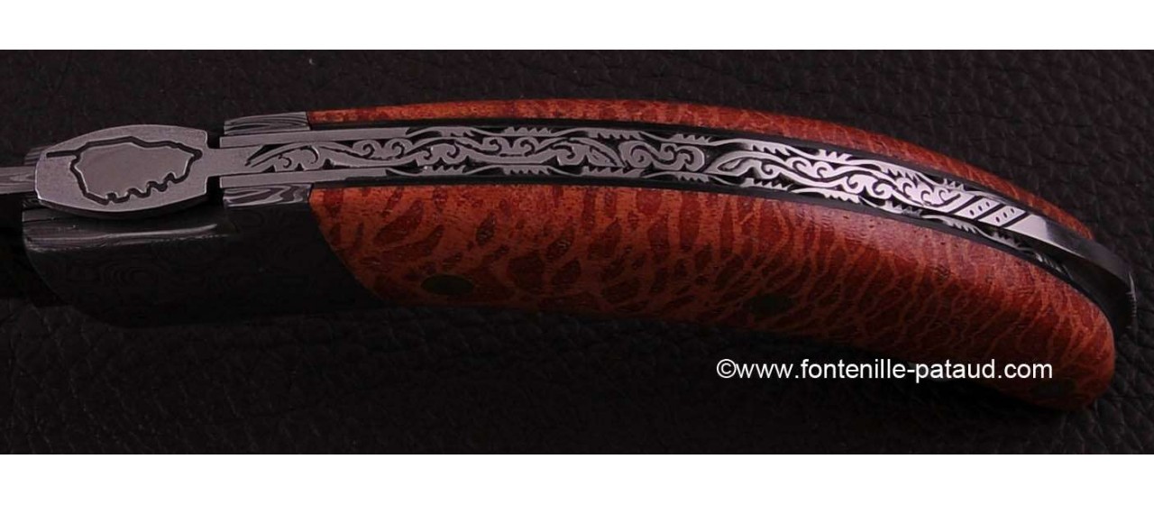 Corsican Rondinara knife damascus range red coral delicate filework