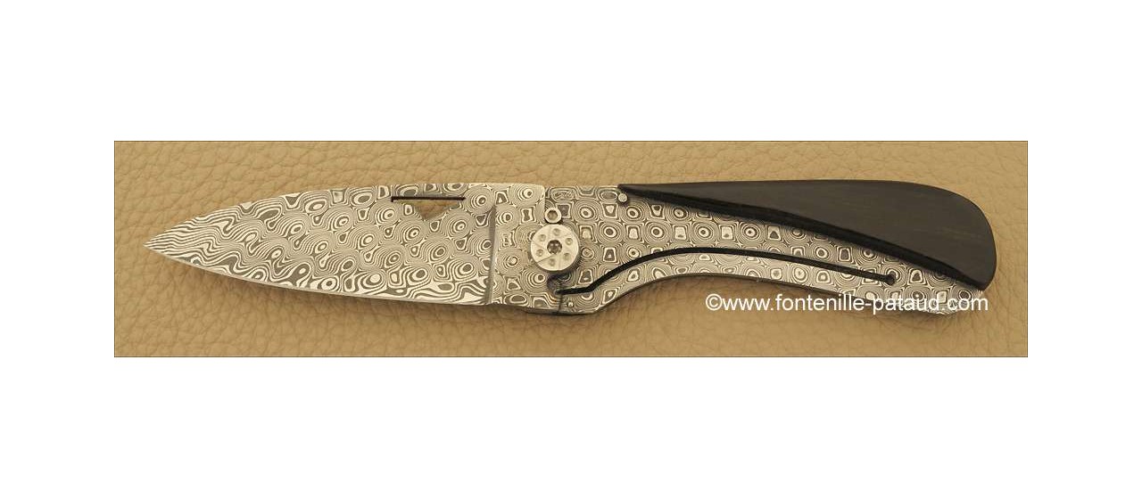 Corsican U Cumpa knife Damascus Range Ebony