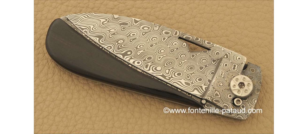 Corsican U Cumpa knife Damascus Range Ebony