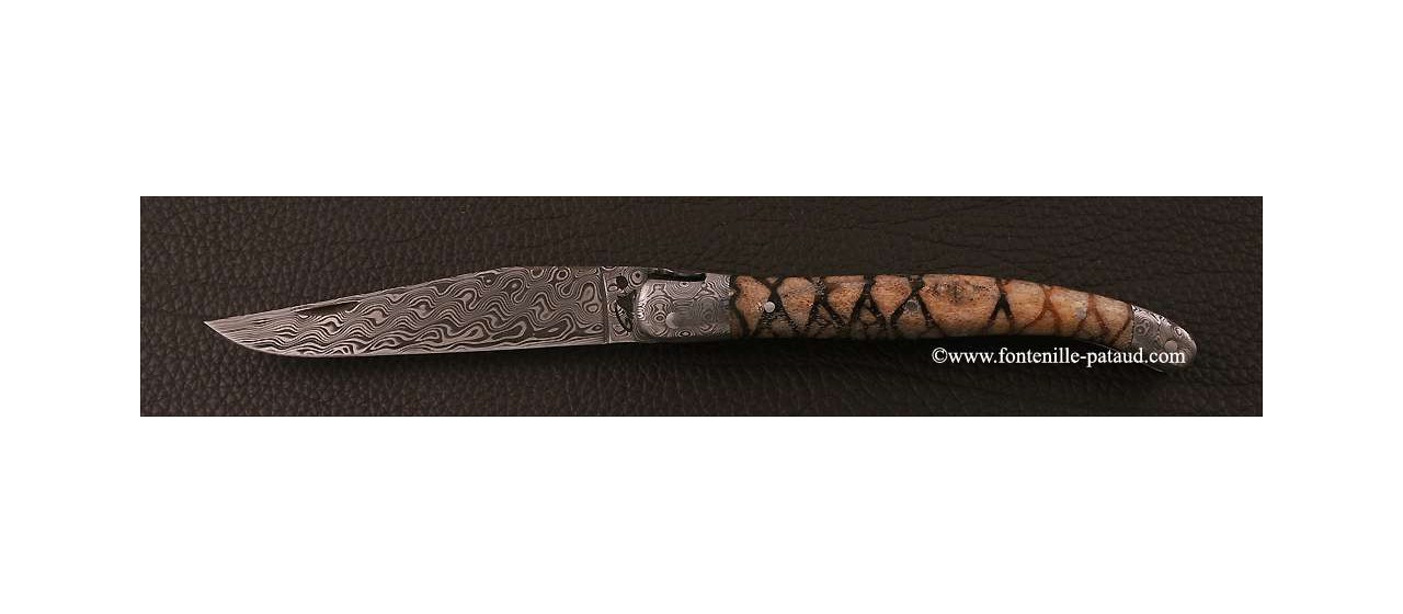 Damascus blade and bolsters laguiole knife