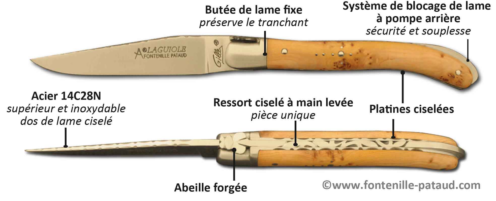 Laguiole XS, petit Laguiole made in France, avec blocage de lame